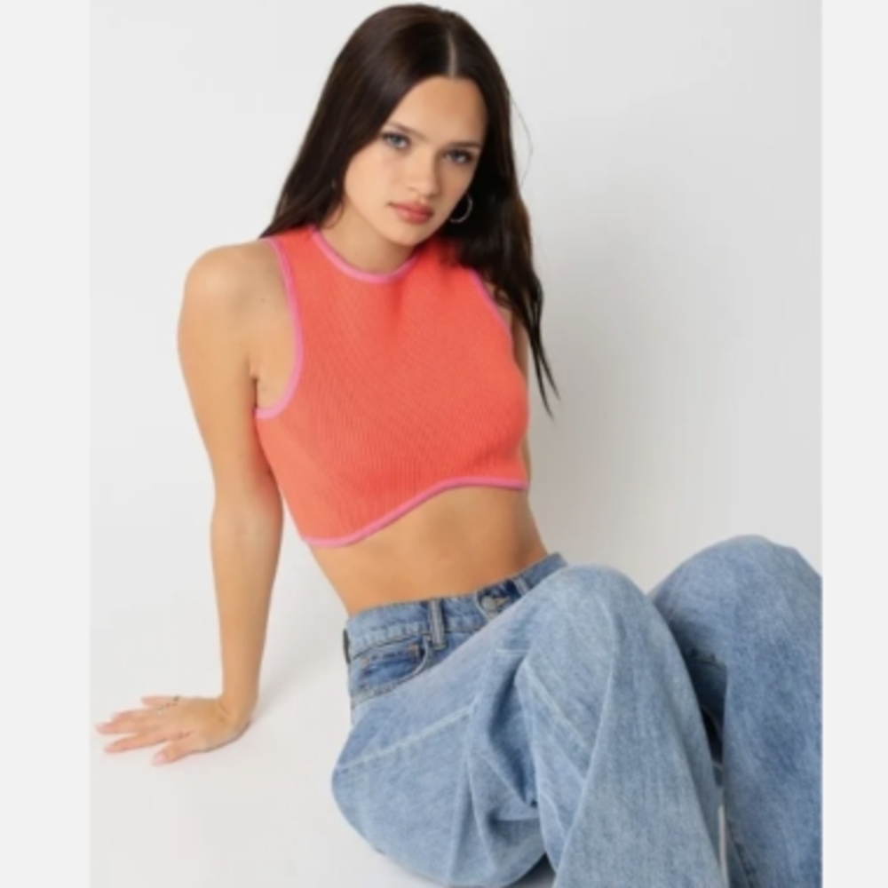 Olivaceous Vibrant Orange Crop Top